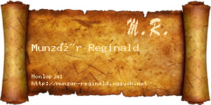 Munzár Reginald névjegykártya